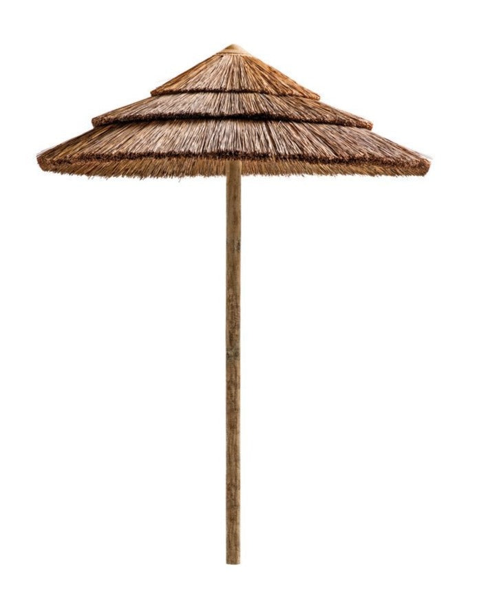 Round Cape Reed Cover Central Wooden Post Parasol, dia. 78.7 inch OMBRELLONI - Aloha Sofa