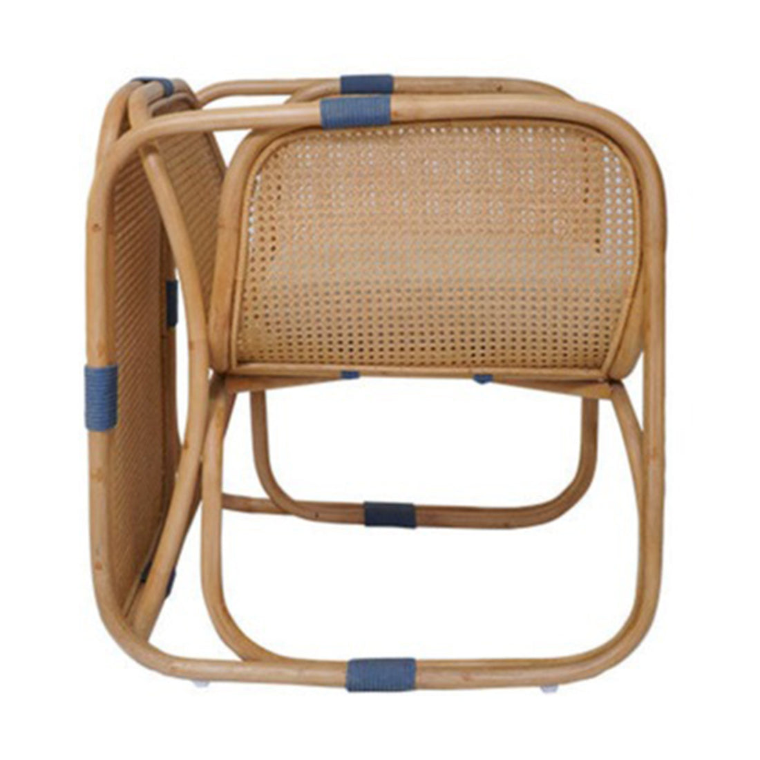 Armchair Capriccio with blue accent wrap, side view