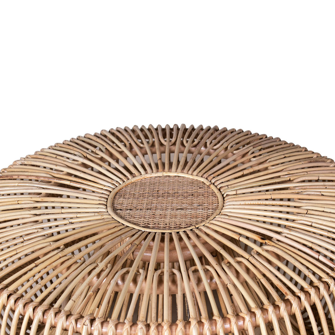 Coffee Table Desire in natural rattan, top detail view