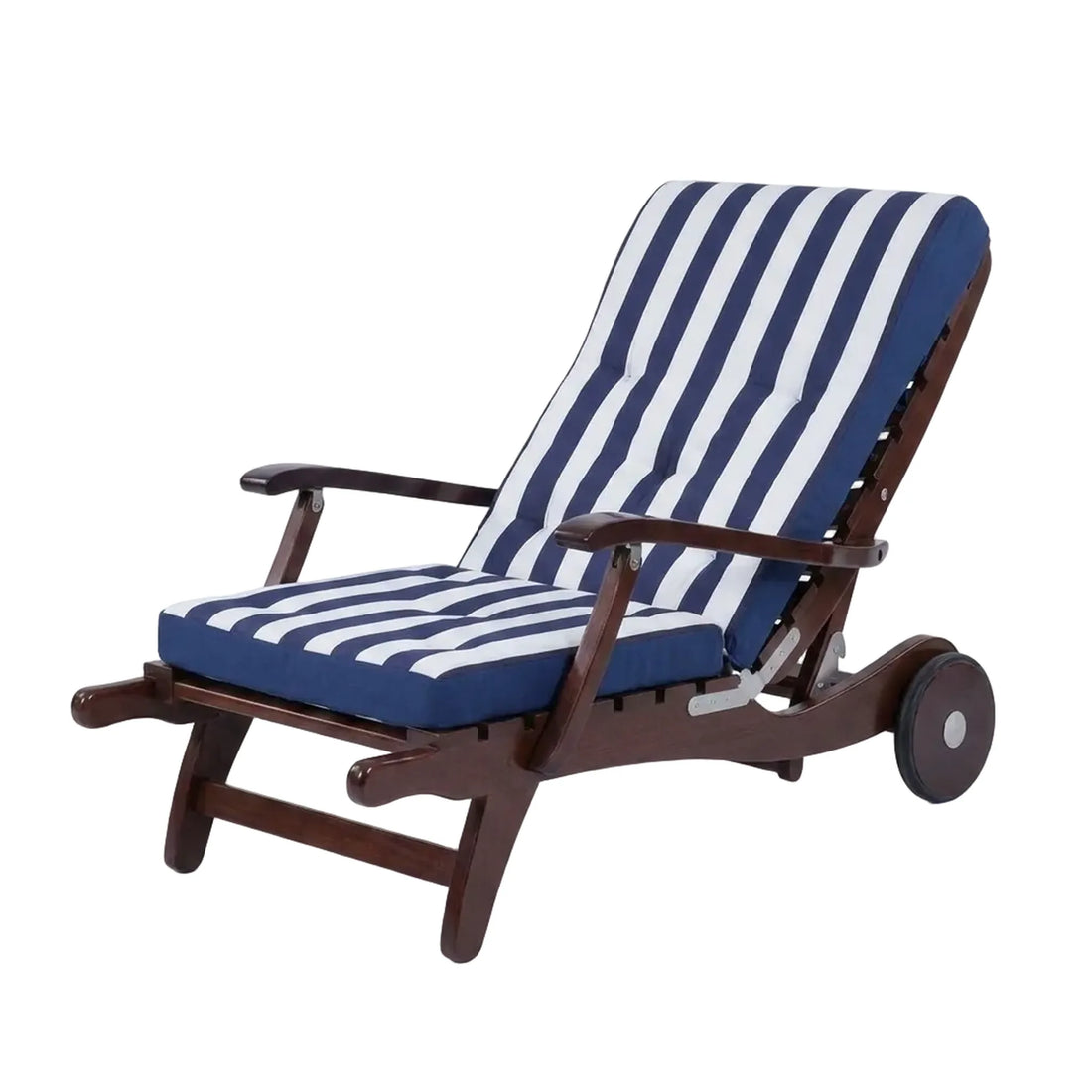 Deckchair Peninsula adjustable wooden deck chair with striped cushion and armrests