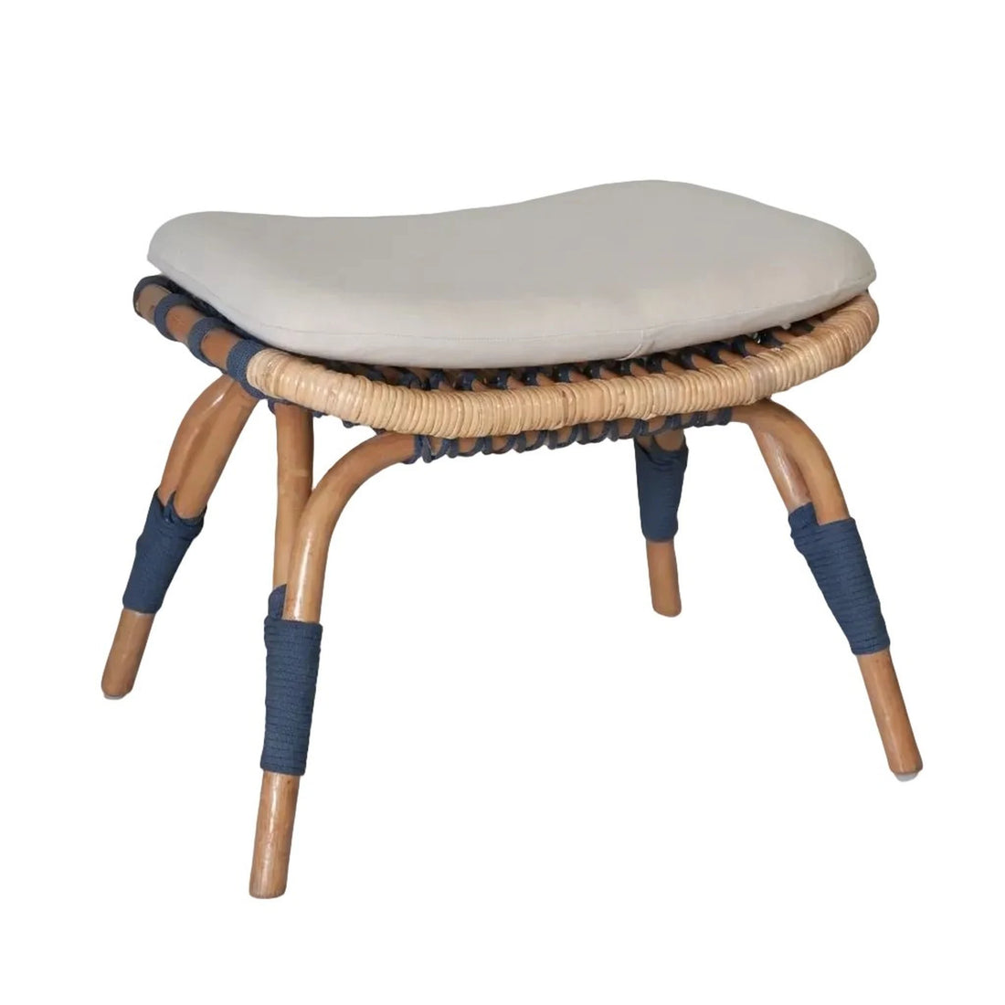 Rattan stool with a cushioned seat 