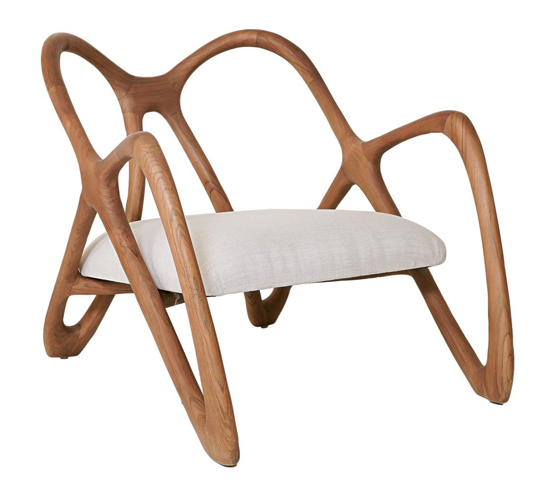 Wooden chair with a white cushion