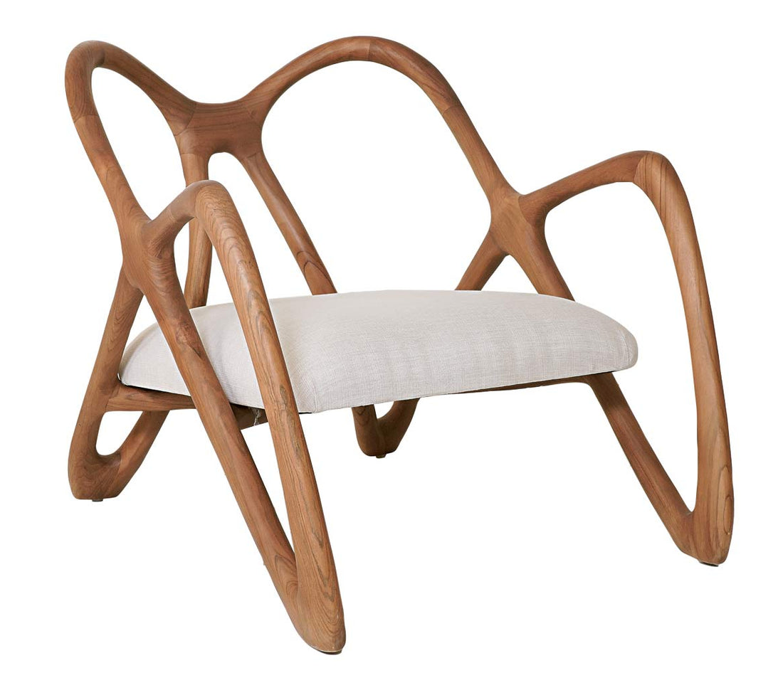 Wooden chair with a white cushion