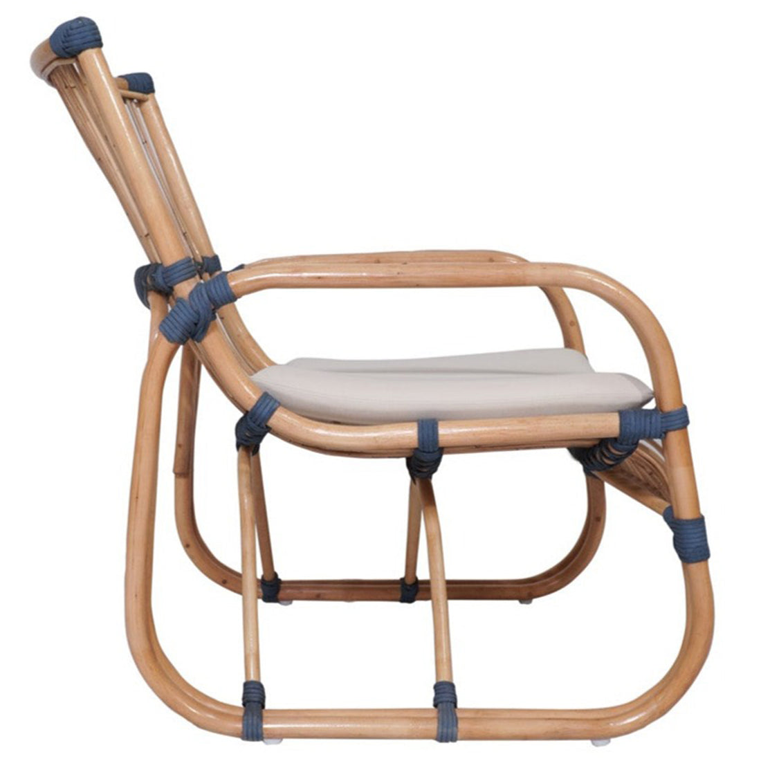 A beige Lounge Chair Capriccio with a white cushion, featuring a sleek, lightweight frame with a sophisticated design.