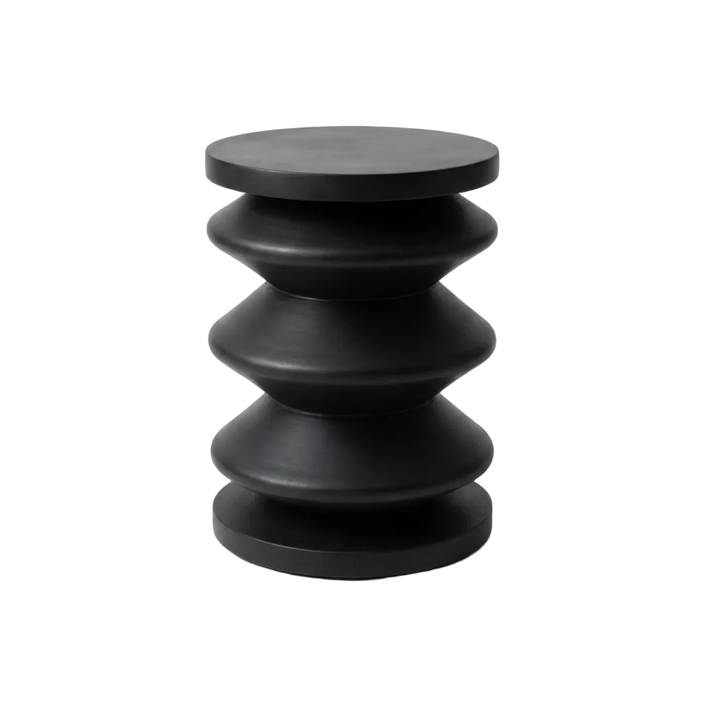 Black side table with layered design