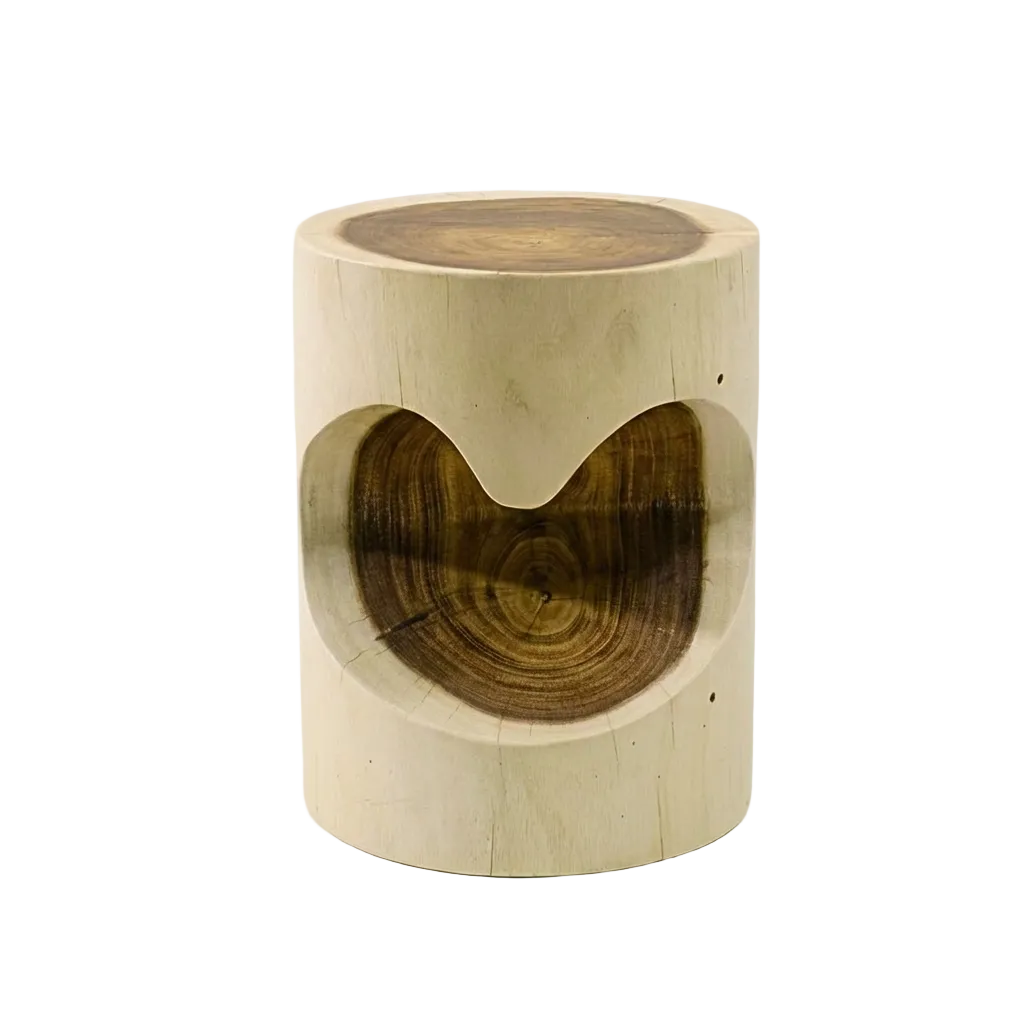 Wooden stool with a natural finish 